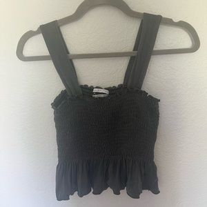Urban Outfitters Smocked Cropped Ruffled Hem Tank Top